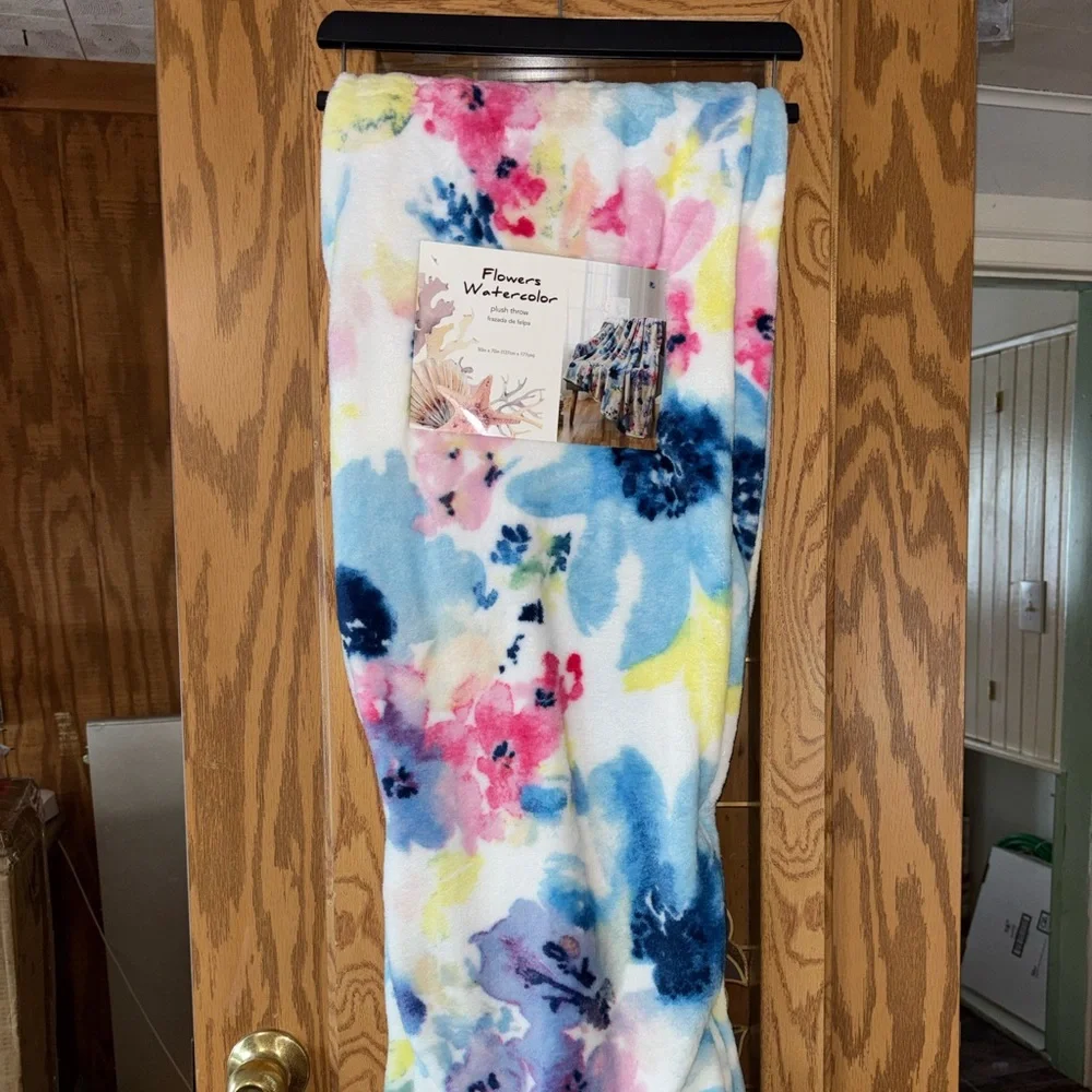 Floral Watercolor Blanket - Multicolor Flowers Watercolor Plush Throw 50 x 70